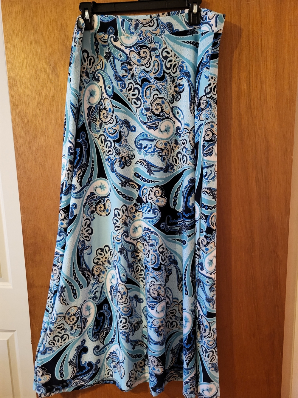 Women's Light Blue Paisley Maxi Skirt